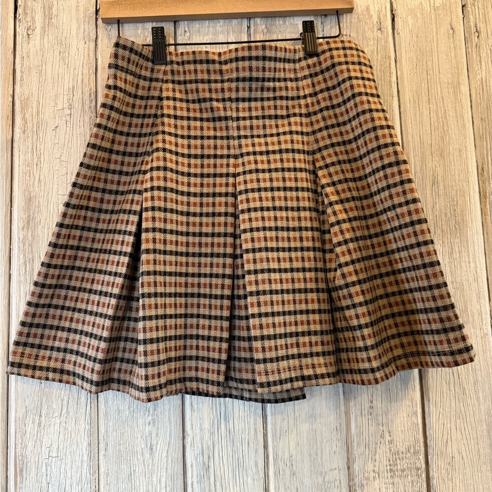 Max Studio Checkered A-Line Skirt in Tan and Black - Picture 5 of 6